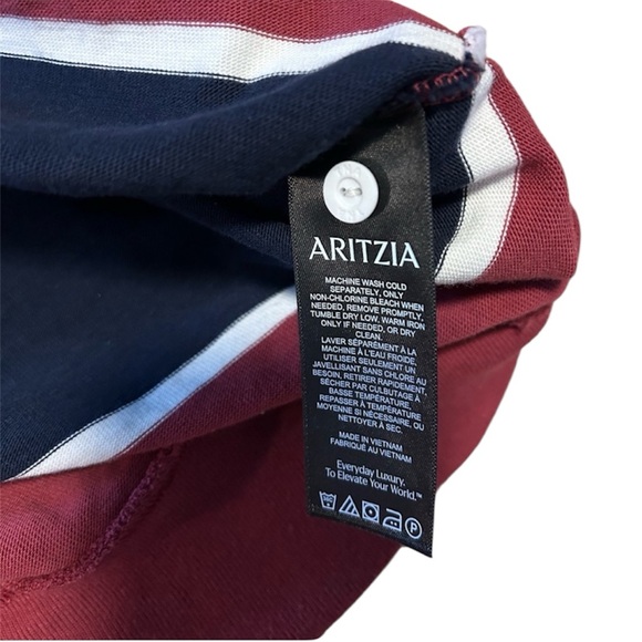 Aritzia Lomu Polo Long Sleeve Striped Top - Cordovan /Admiral size XL - Picture 6 of 11